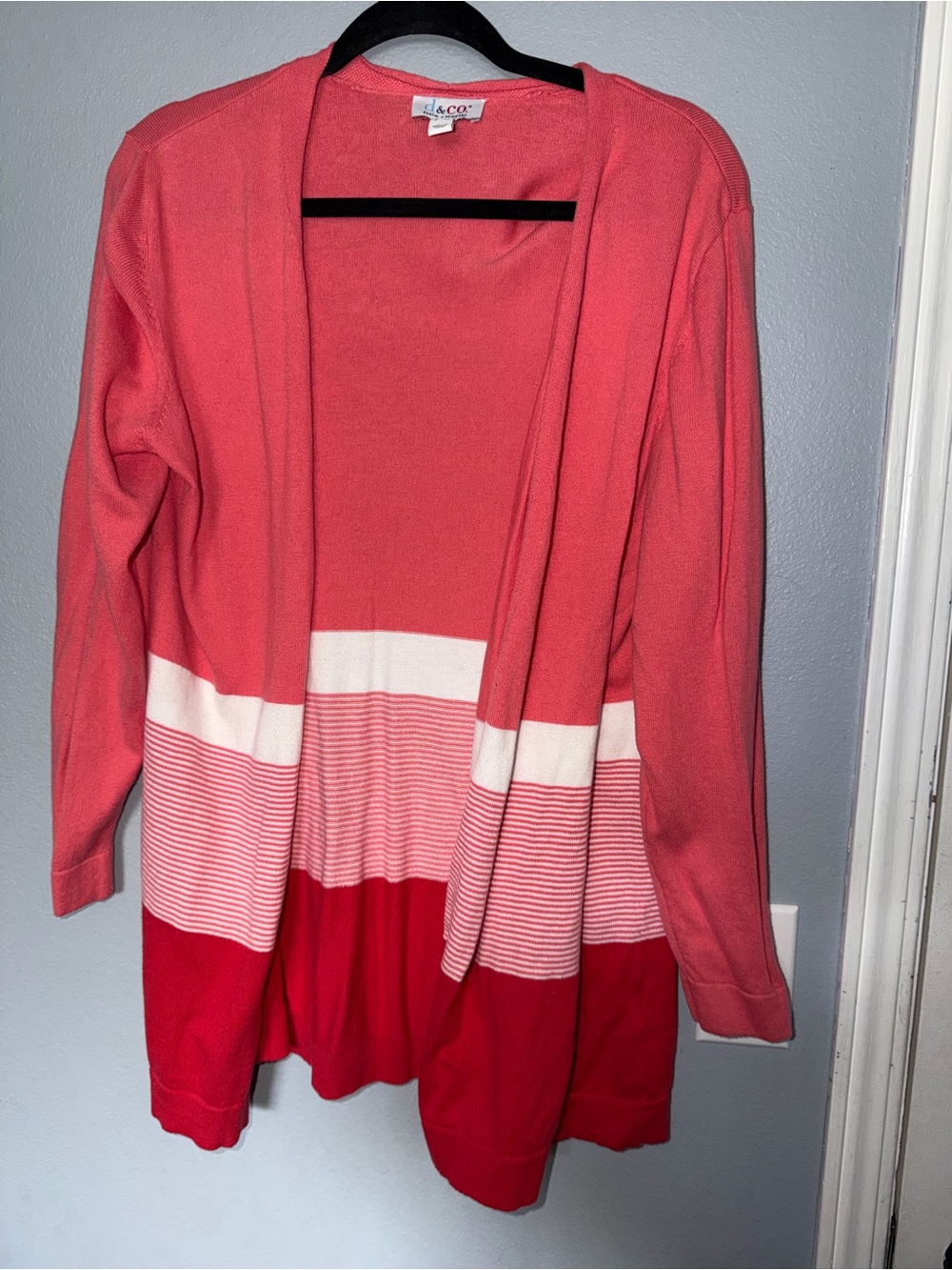 Coral and Red Open-Front Women’s Cardigan